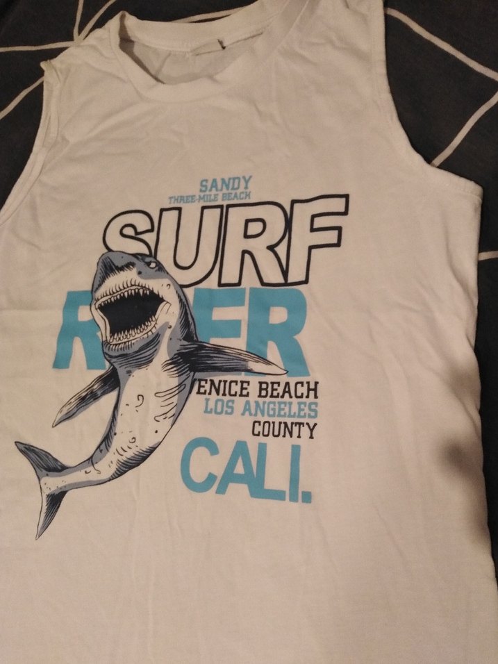 Beyaz Baskılı Erkek Çocuk Kolsuz Tişört - Görsel 2