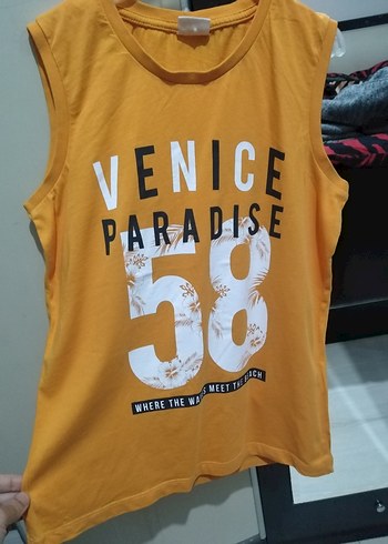 Turuncu Erkek Çocuk Baskılı Kolsuz Tişört - Görsel 2