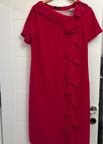 Kısa Kollu Pembe Midi Elbise - Görsel 4