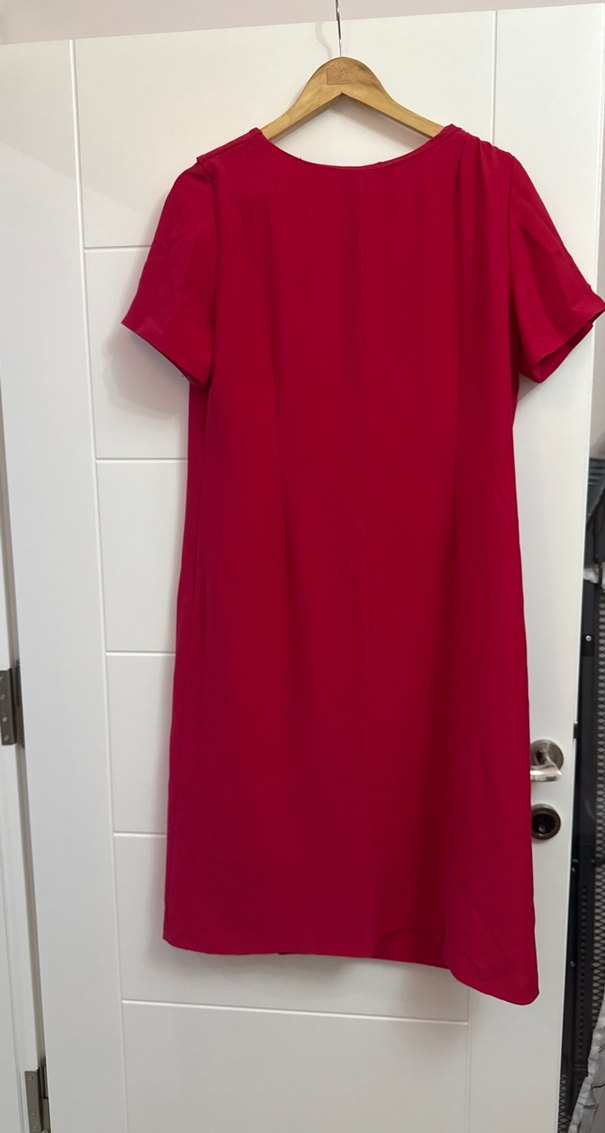 Kısa Kollu Pembe Midi Elbise - Görsel 5