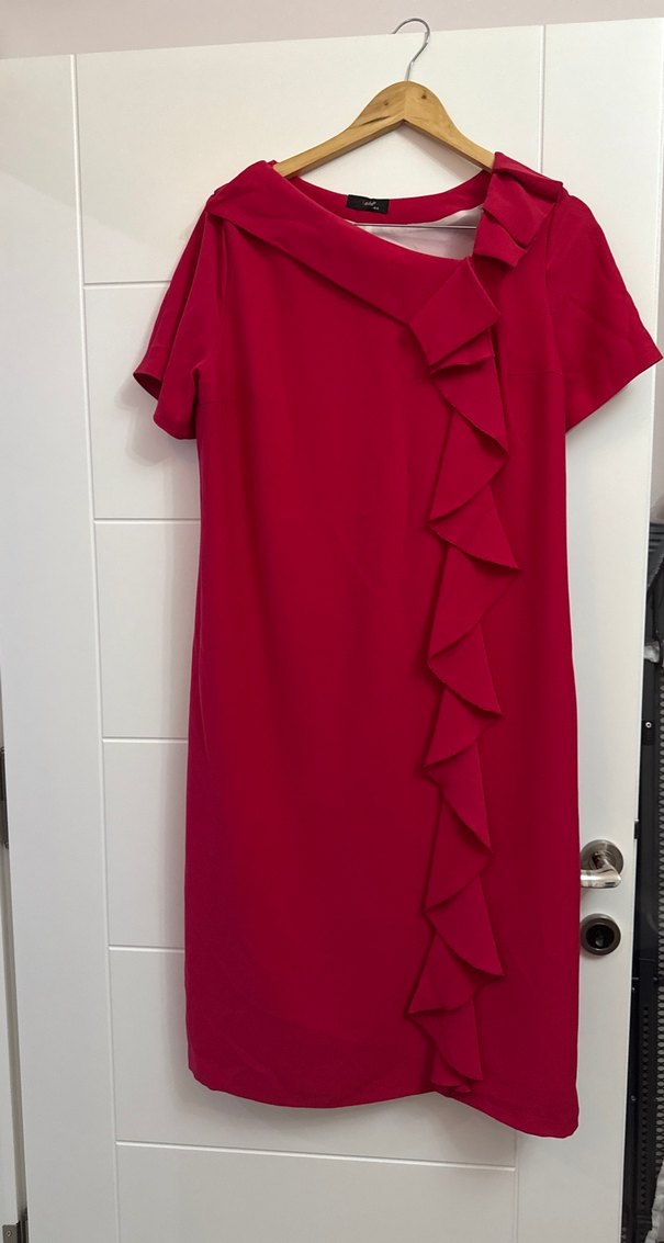 Kısa Kollu Pembe Midi Elbise - Görsel 4