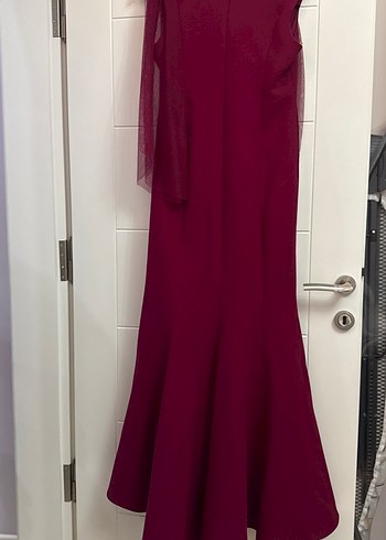 Fuşya Drapeli Uzun Abiye Elbise - Görsel 5