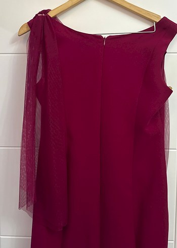 Fuşya Drapeli Uzun Abiye Elbise - Görsel 6