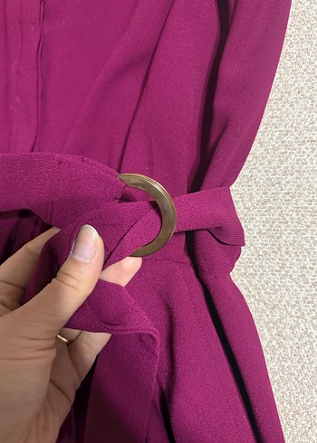 ADİL IŞIK FUŞYA Kadın Askılı Kuşaklı Tulum - Görsel 4