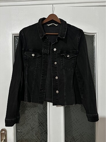 Siyah Crop Kot Ceket