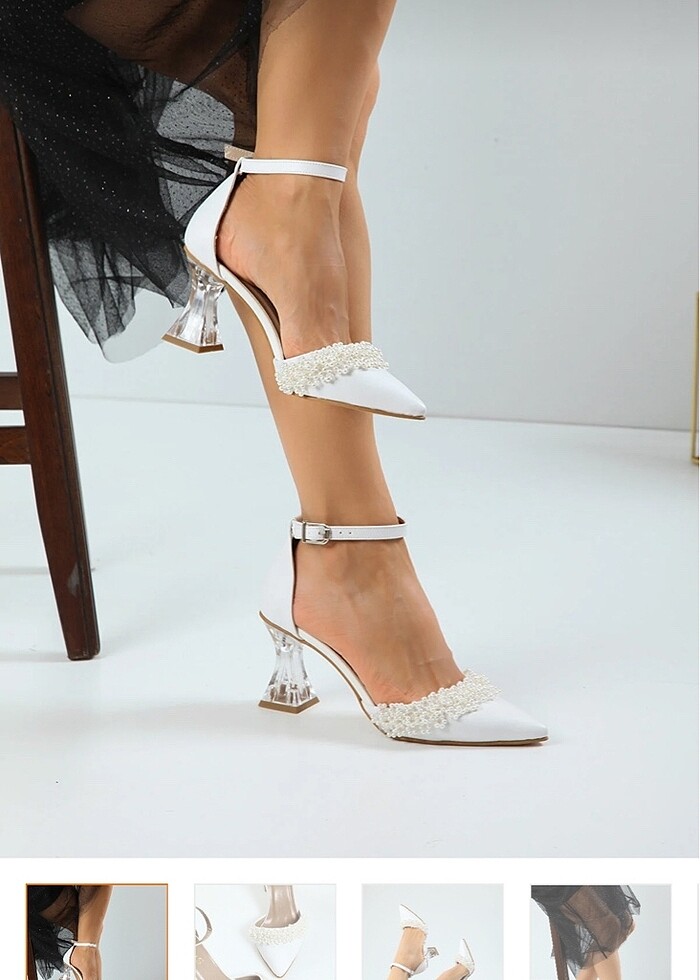 BEYAZ İNCİLİ AYAKKABI - Görsel 2