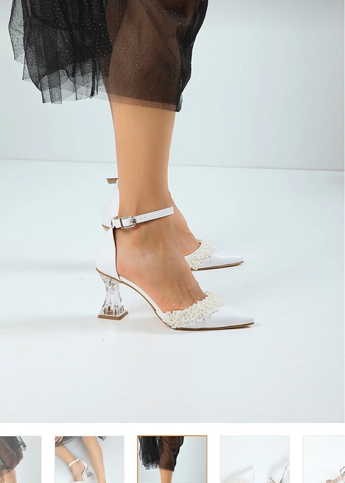 BEYAZ İNCİLİ AYAKKABI - Görsel 3