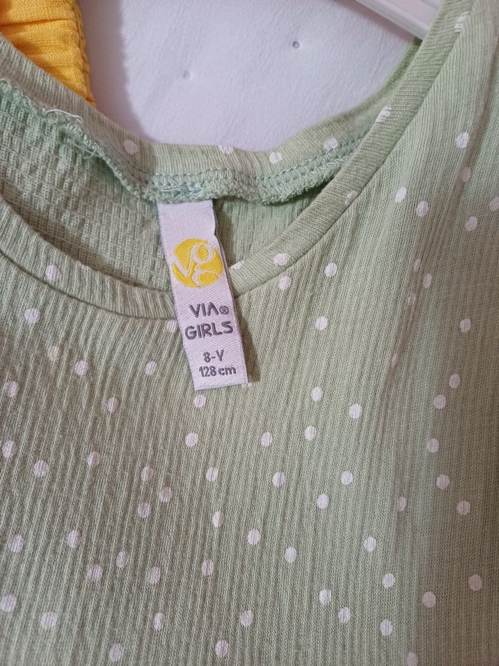 Kız Çocuk Fırfırlı Yeşil Bohem Elbise - Görsel 2