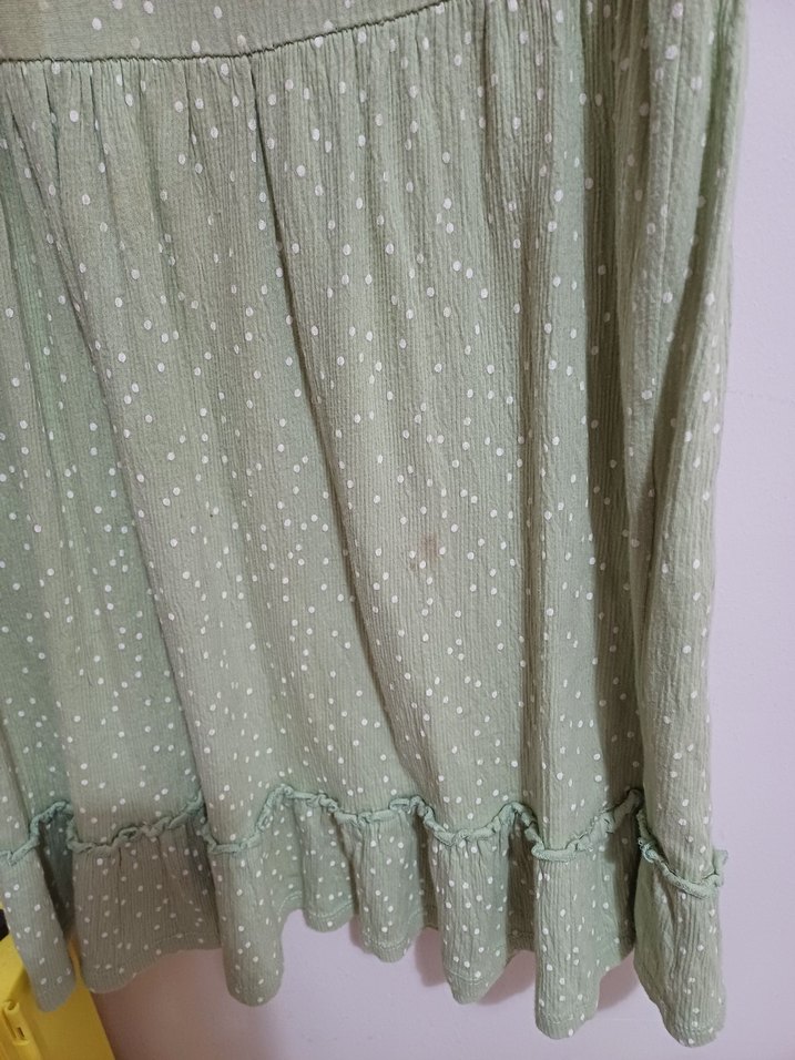 Kız Çocuk Fırfırlı Yeşil Bohem Elbise - Görsel 3