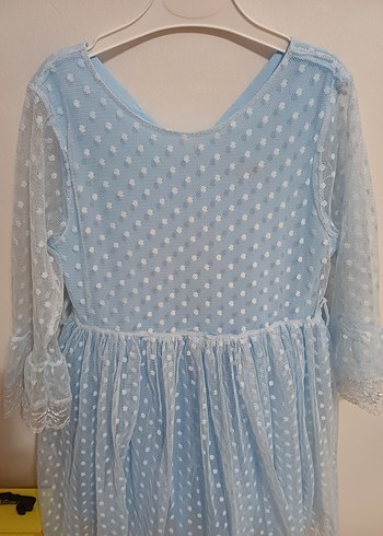 Mavi Dantel Detaylı Bohem Kız Elbisesi - Görsel 4