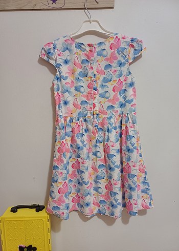 Kız Çocuk Çok Renkli Kelebek Desenli Elbise - Görsel 2