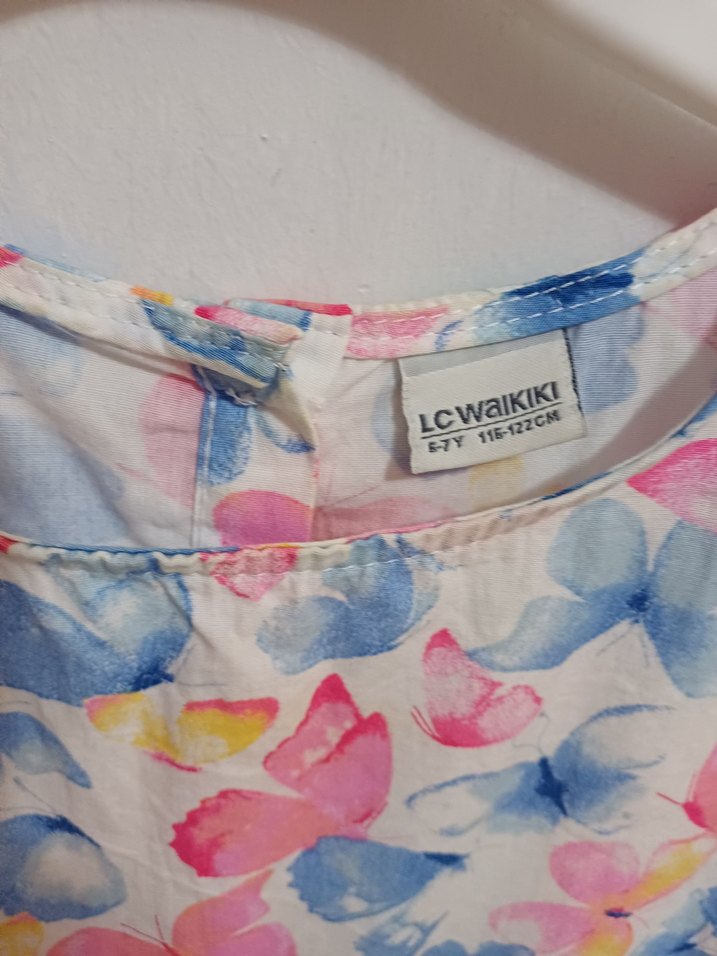 Kız Çocuk Çok Renkli Kelebek Desenli Elbise - Görsel 3