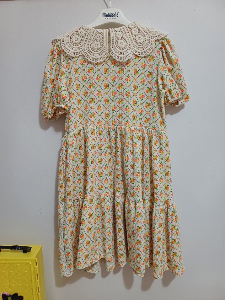 Çiçek Desenli Bohem Kız Elbisesi - Görsel 4