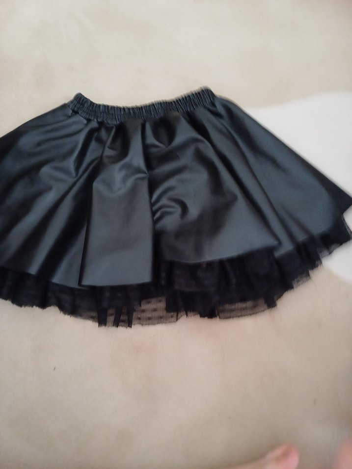 Kız Çocuk Siyah Deri Fırfırlı Etek - Görsel 5