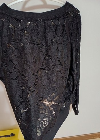 Dantel Detaylı Siyah Kız Sweatshirt - Görsel 4