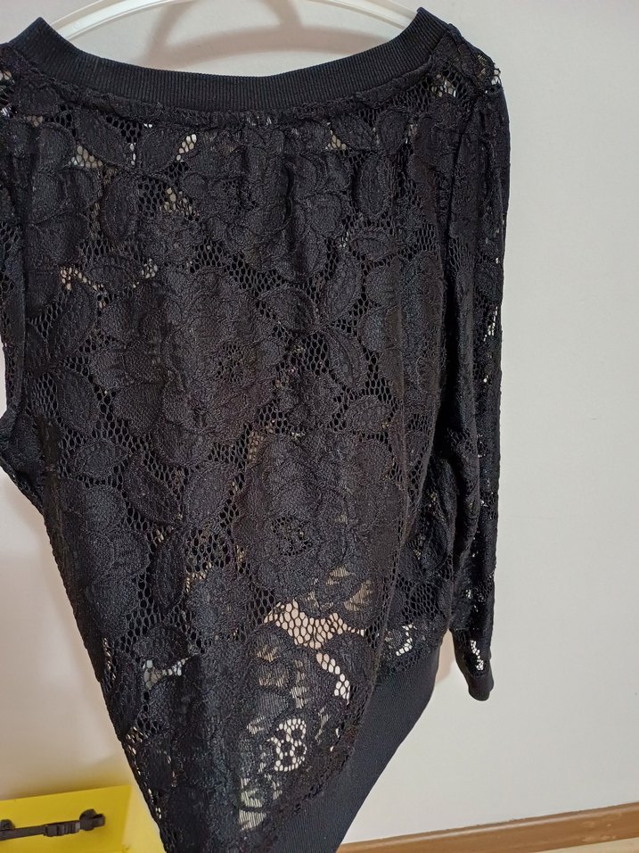 Dantel Detaylı Siyah Kız Sweatshirt - Görsel 4