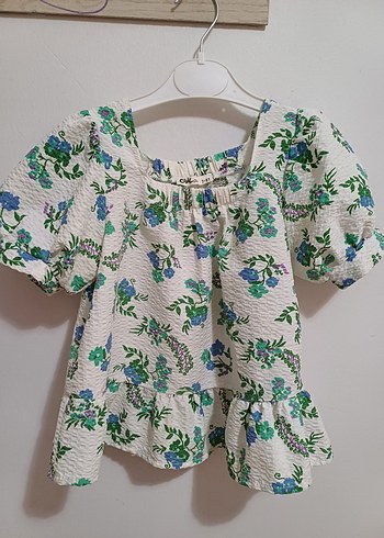 Beyaz Çiçekli Bohem Kız Bluzu - Görsel 4