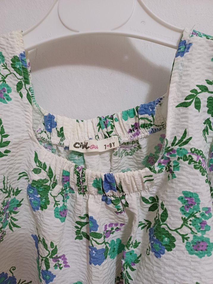 Beyaz Çiçekli Bohem Kız Bluzu - Görsel 2