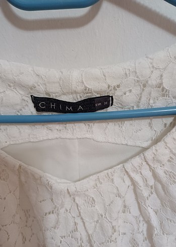 Dantel İşlemeli Beyaz Midi Elbise - Görsel 2