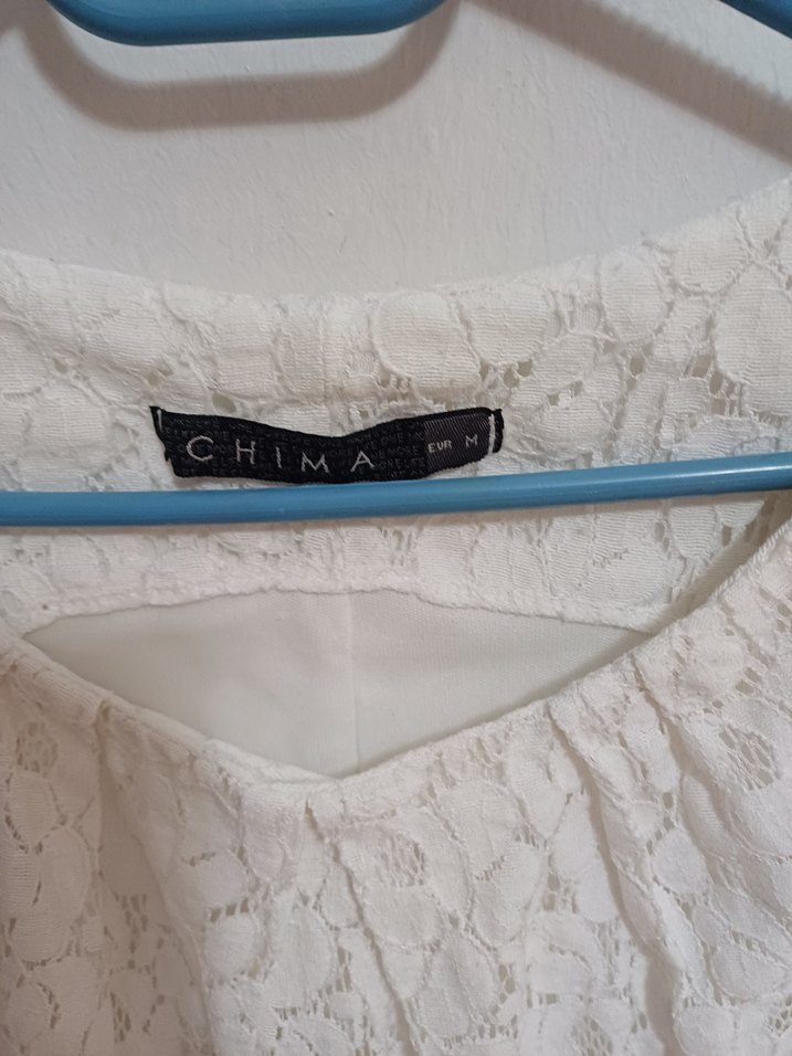 Dantel İşlemeli Beyaz Midi Elbise - Görsel 2