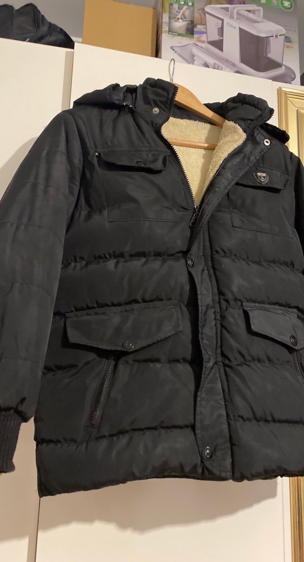 Düğmeli Siyah Erkek Çocuk Kaban - Görsel 2