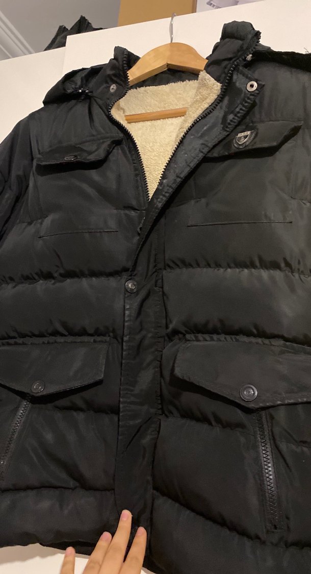 Düğmeli Siyah Erkek Çocuk Kaban - Görsel 3