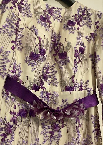 Mor Nakışlı Uzun Kadın Sabahlık - Görsel 6