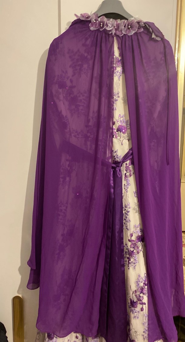 Mor Nakışlı Uzun Kadın Sabahlık - Görsel 2
