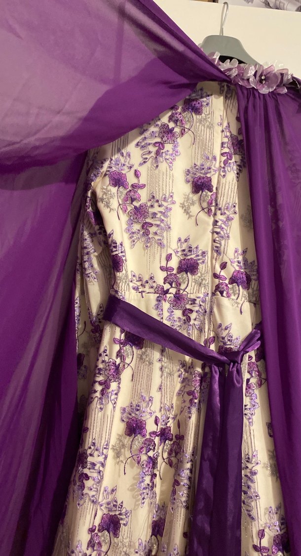 Mor Nakışlı Uzun Kadın Sabahlık - Görsel 3