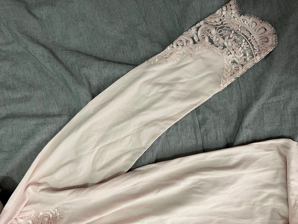 Nakış İşlemeli Uzun Pembe Bohem Kadın Sabahlık - Görsel 4