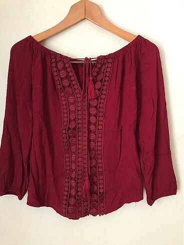 m Beden bordo Renk Mango otantik bluz