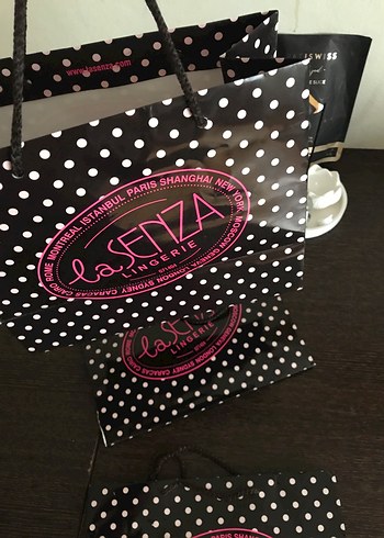 Lacivert Puantiyeli La Senza Karton poşet - Görsel 4