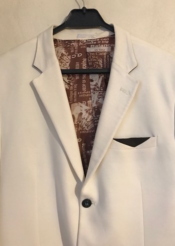 Erkek Beyaz Düğmeli Regular Fit Ceket - Görsel 3