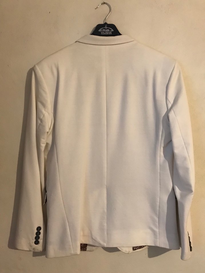 Erkek Beyaz Düğmeli Regular Fit Ceket - Görsel 4