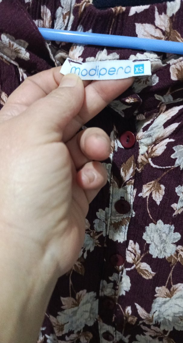 Bordo Çiçekli Bağcıklı Midi Hamile Etek - Görsel 3