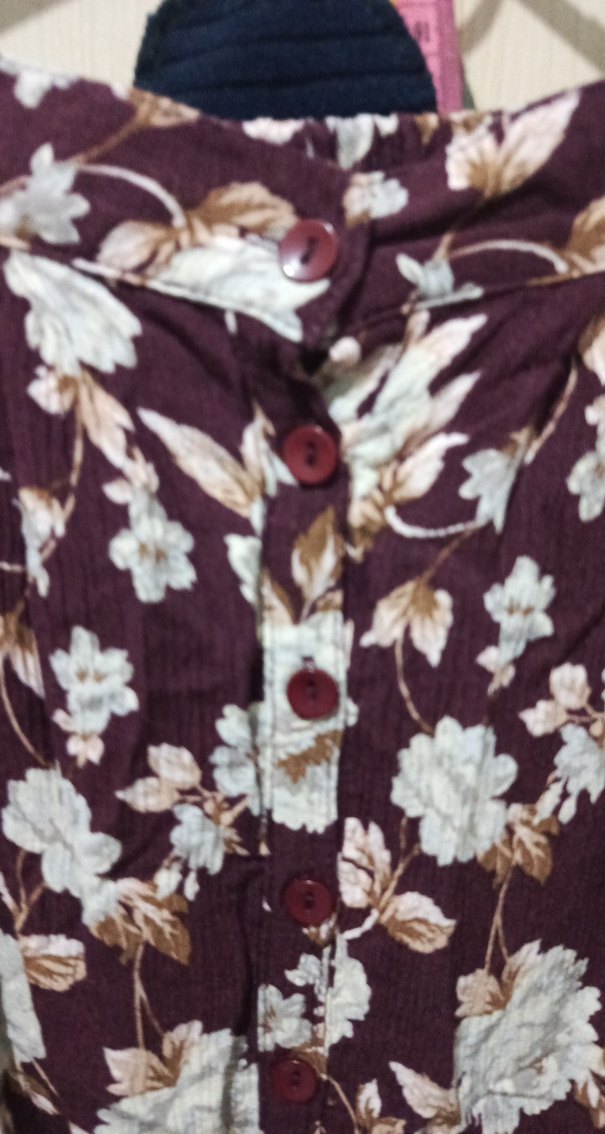 Bordo Çiçekli Bağcıklı Midi Hamile Etek - Görsel 2