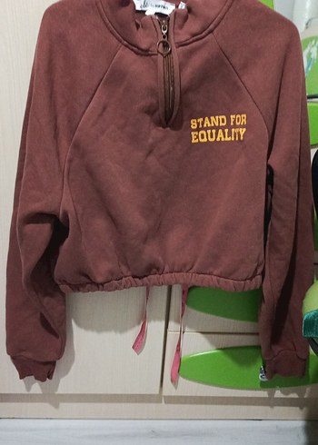 Bordo Fermuarlı Kadın Sweatshirt