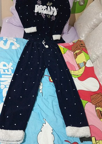 Kız Çocuk Lacivert Uzun Kollu Baskılı polar takım - Görsel 5