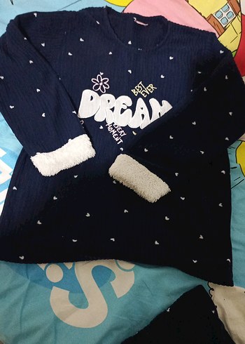 Kız Çocuk Lacivert Uzun Kollu Baskılı polar takım - Görsel 3