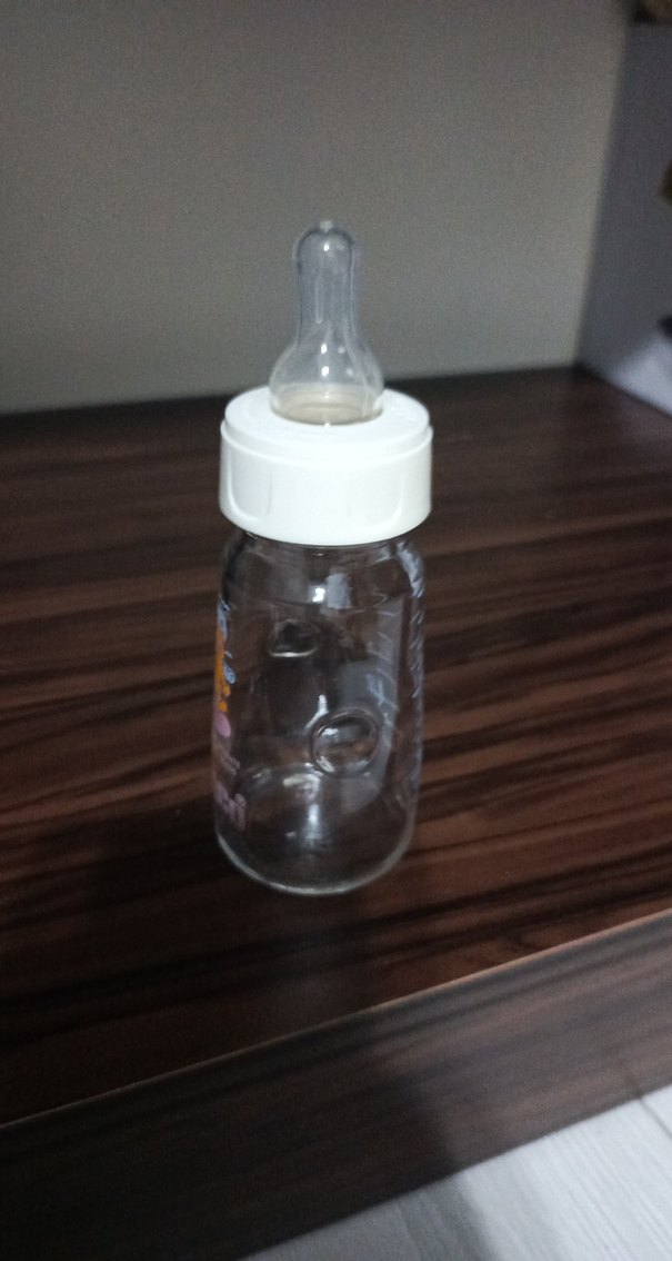 Bebek Biberonu Beyaz Kapaklı Renkli Desenli cam - Görsel 2