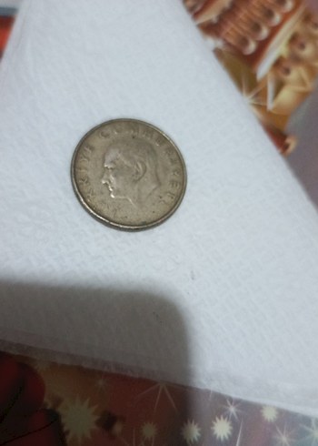 Vintage Gri 50 Lira Madeni Para Rozeti - Görsel 3