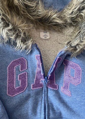 Gap Kız Çocuk Gri Kapüşonlu Kürklü Ceket