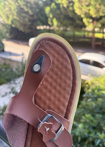 Kahverengi Deri Erkek Tokalı Sandalet - Görsel 5