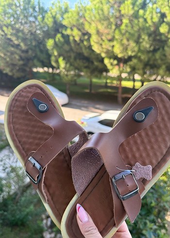 Kahverengi Deri Erkek Tokalı Sandalet - Görsel 2