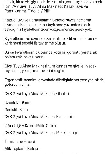 Cvs CVS tüy toplama makinesi 