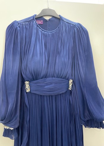 Mavi Pilili Uzun Abiye Elbise - Görsel 3