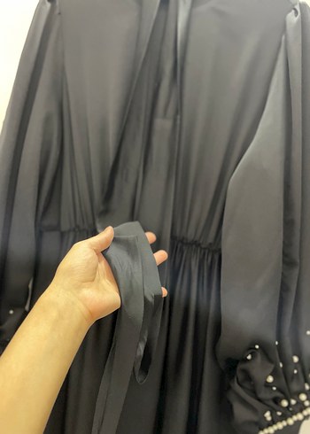 Uzun Kollu Siyah Gotik Kadın abiye - Görsel 3