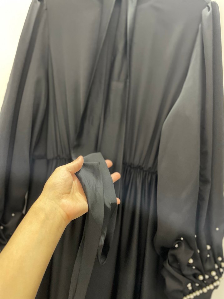 Uzun Kollu Siyah Gotik Kadın abiye - Görsel 3