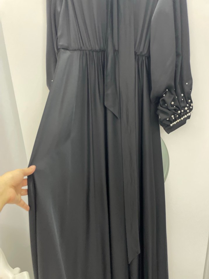 Uzun Kollu Siyah Gotik Kadın abiye - Görsel 2