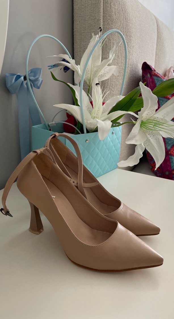 Bej Tokalı Stiletto Kadın Ayakkabı - Görsel 2